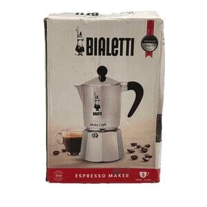 Bialetti Moka Café Stovetop Espresso Maker 3 Cup Silver Aluminum for Coffee